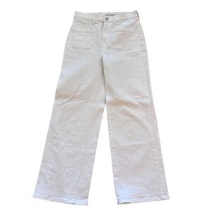 Madewell Slim Wide-Leg Crop Jeans White High Rise Patch Pocket Denim Size 26